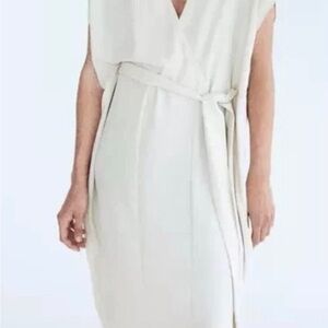 New Zara Ivory Belted Tunic Kaftan Dress. Size Medium.